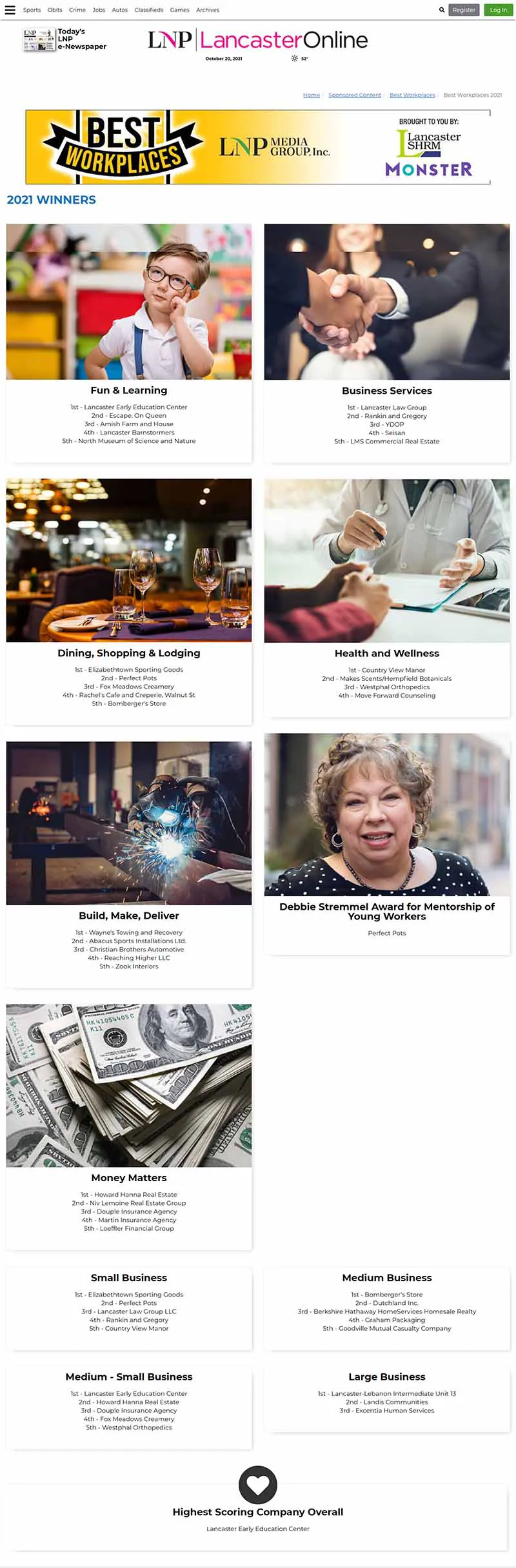 Lancaster Online's Best Workplaces in Lancaster County Awards