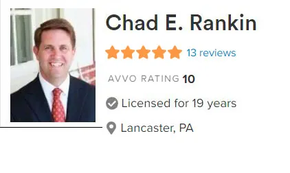 Lancaster PA Lawyer Chad Rankin - AVVO Rating 10